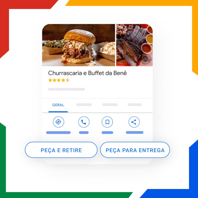 Pedidos e entregas no perfil do Google