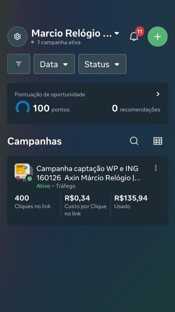 Campanha de captação com custo de R$ 0,34 por clique